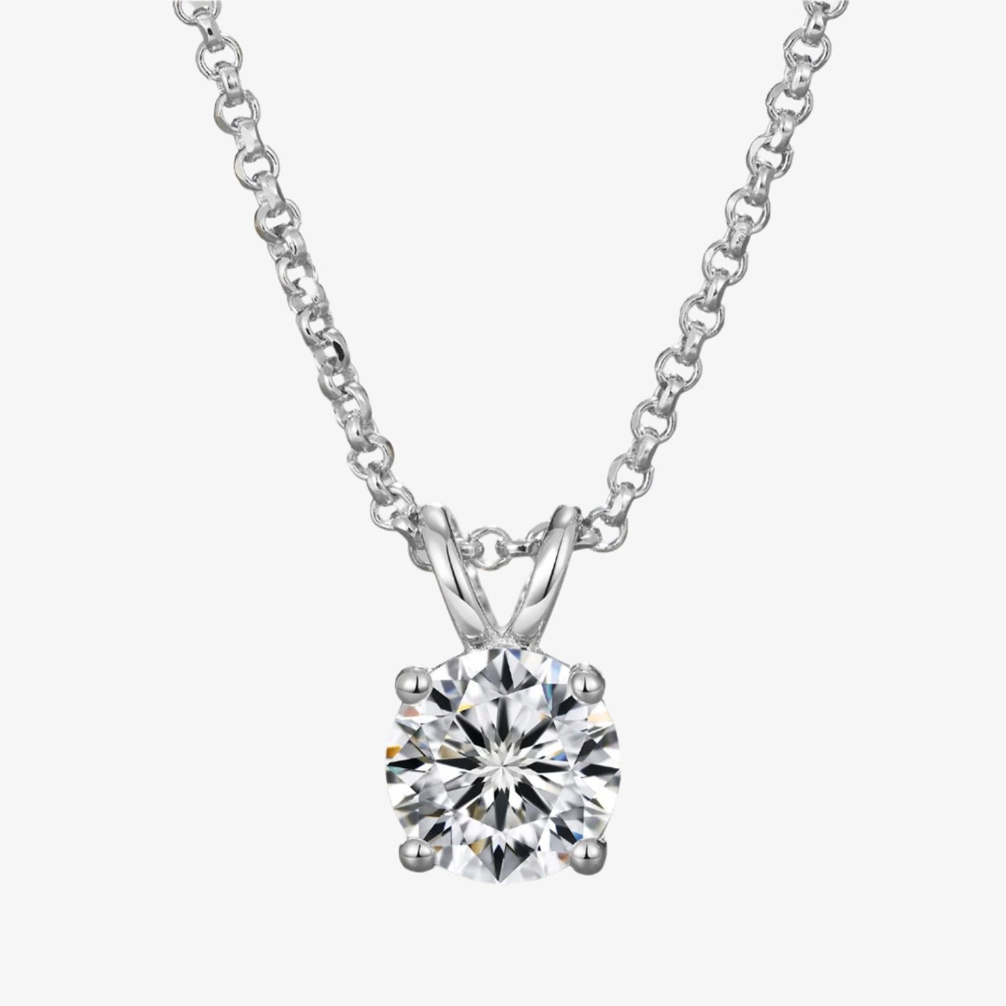 VVS DIAMOND SOLITAIRE PENDANT NECKLACE IN 925 STERLING SILVER