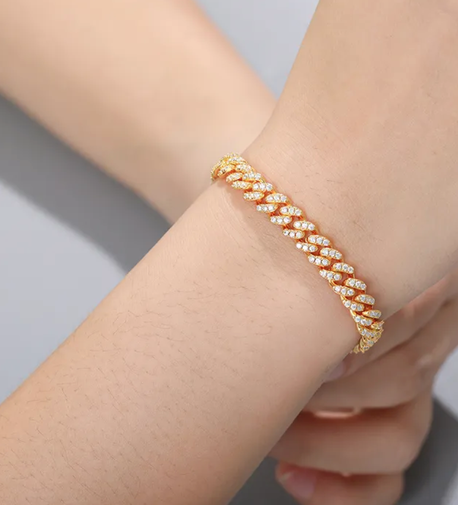 ICED OUT GOLD VVS CUBAN LINK BRACELET