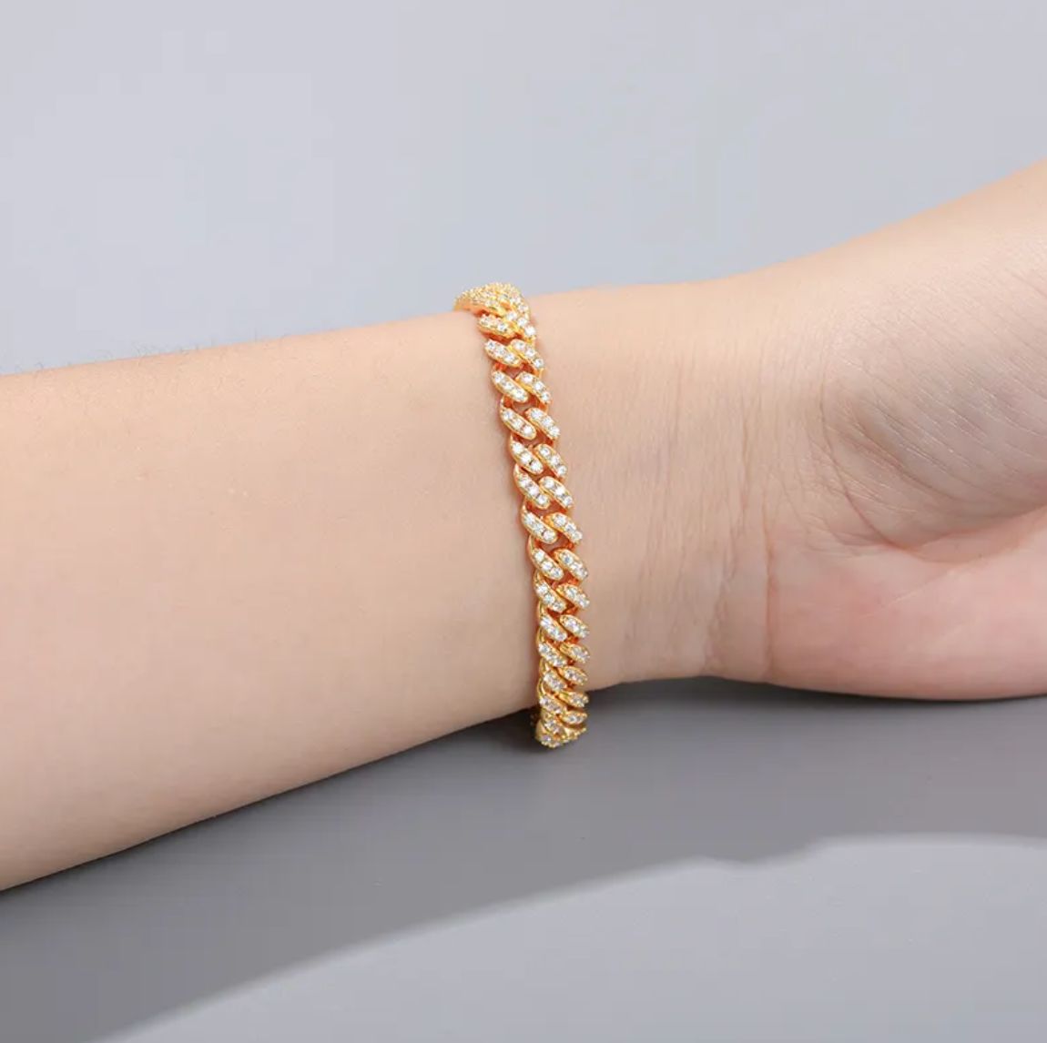 ICED OUT GOLD VVS CUBAN LINK BRACELET
