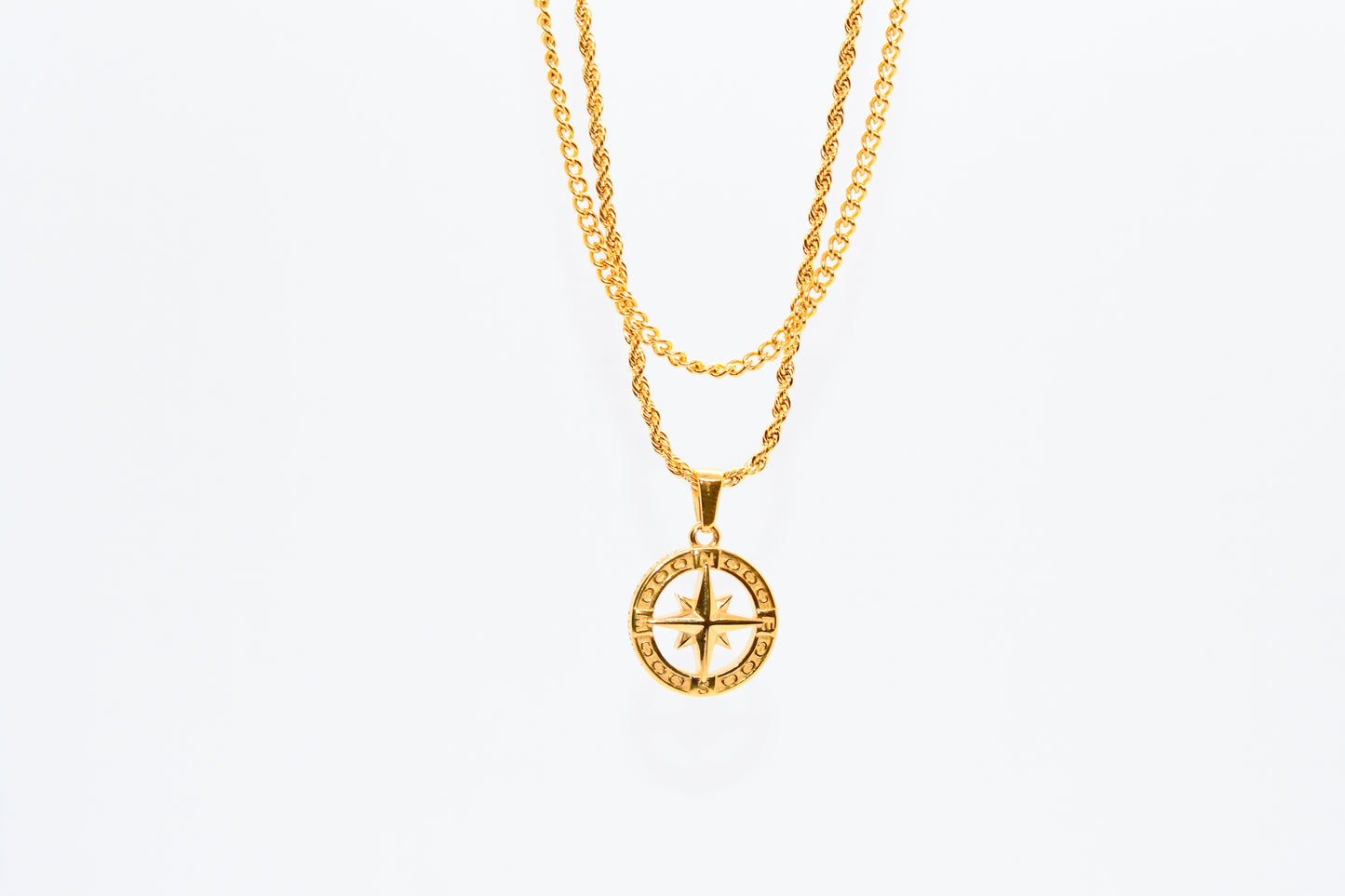 GOLD LAYERED COMPASS NECKLACE