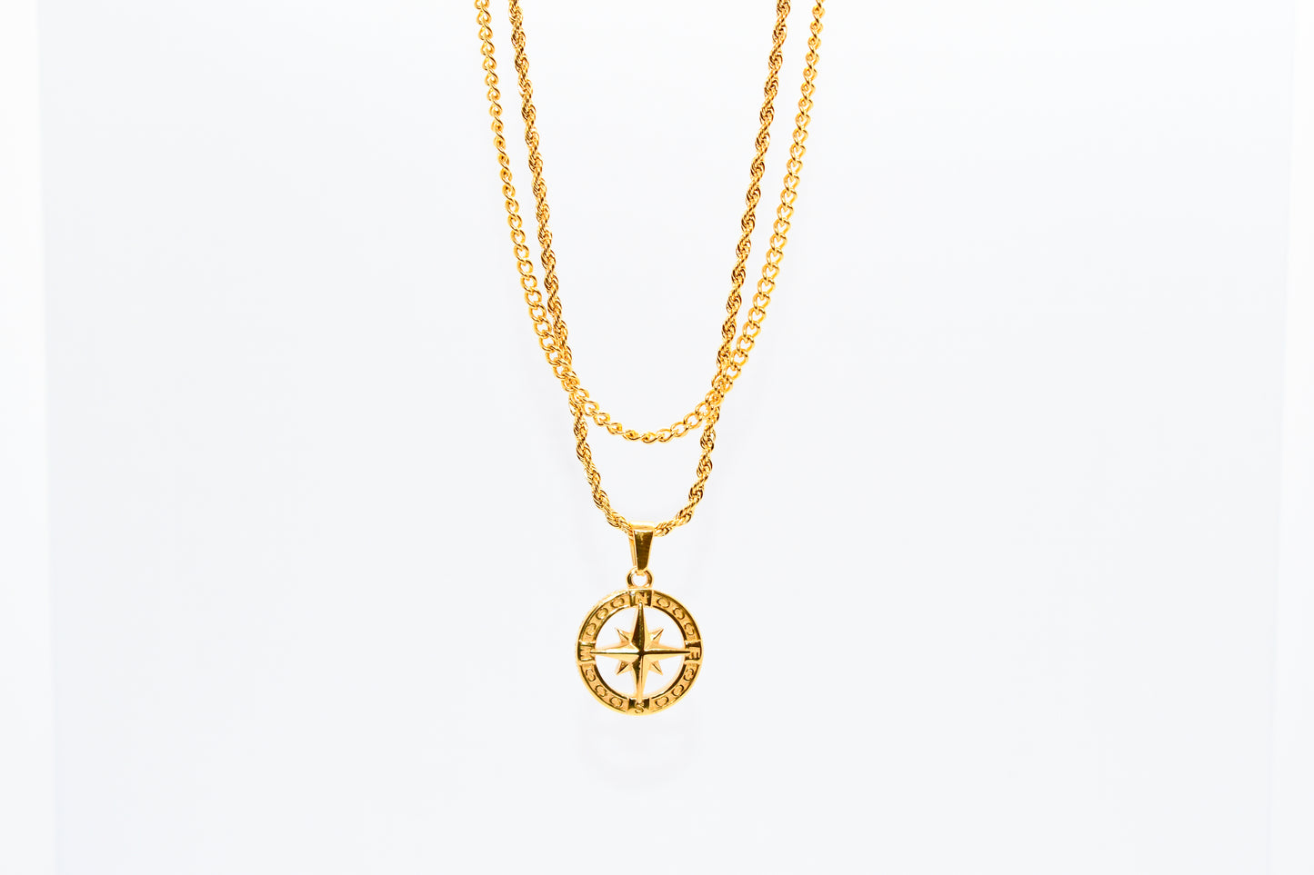 GOLD LAYERED COMPASS NECKLACE