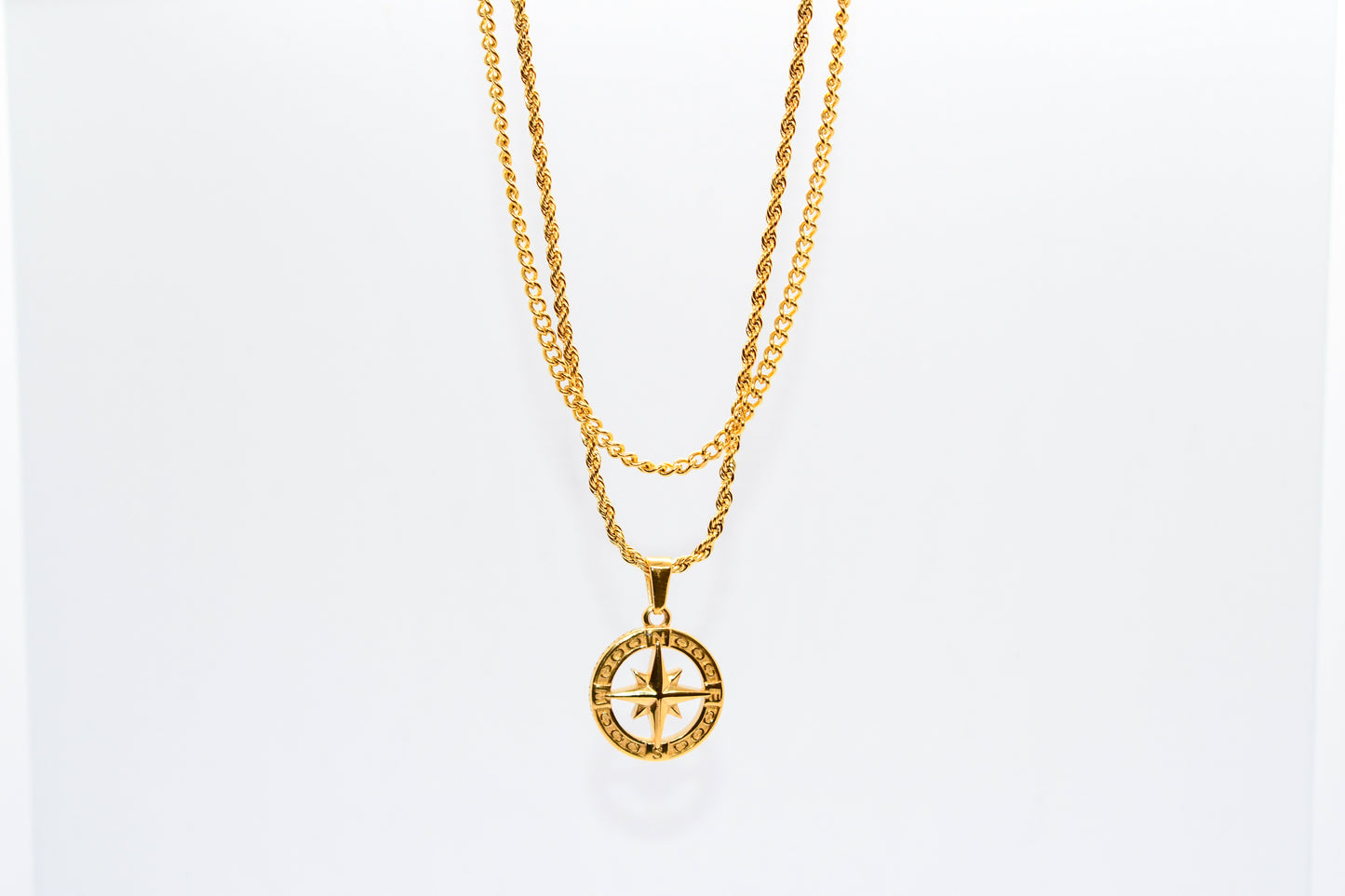 GOLD LAYERED COMPASS NECKLACE