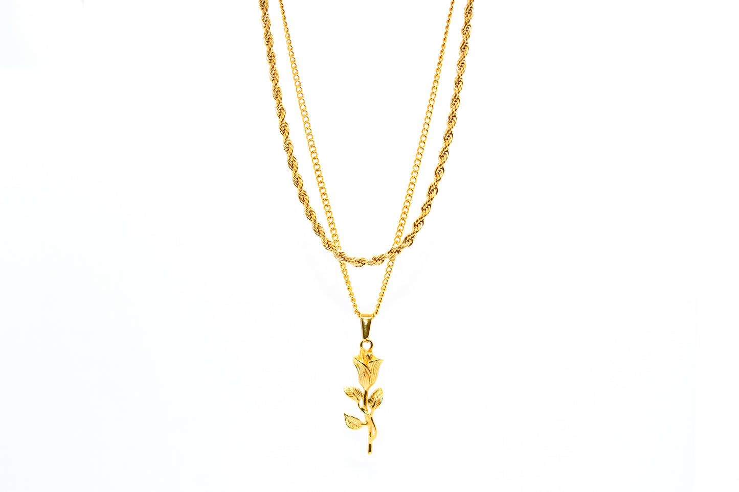 GOLD LAYERED ROSE NECKLACE