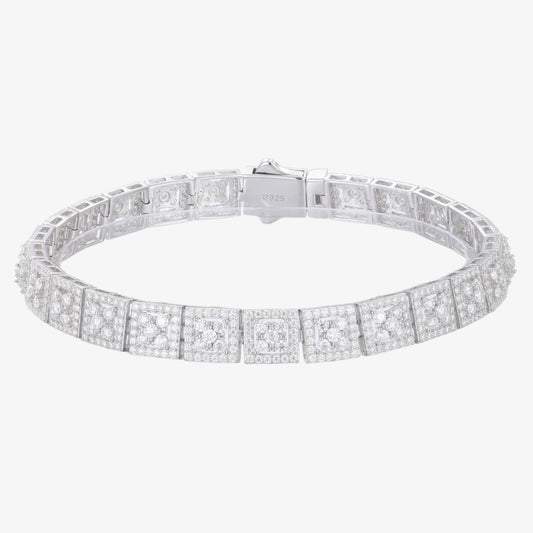 WHITE GOLD CLOVER-SQUARE BRACELET 8MM