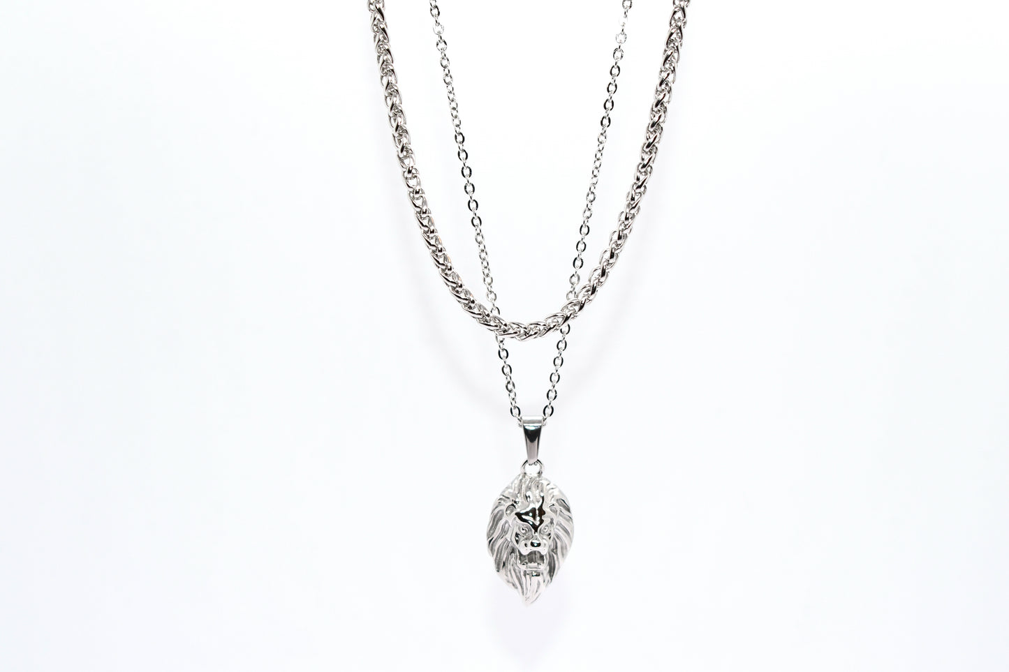 SILVER LAYERED LION NECKLACE