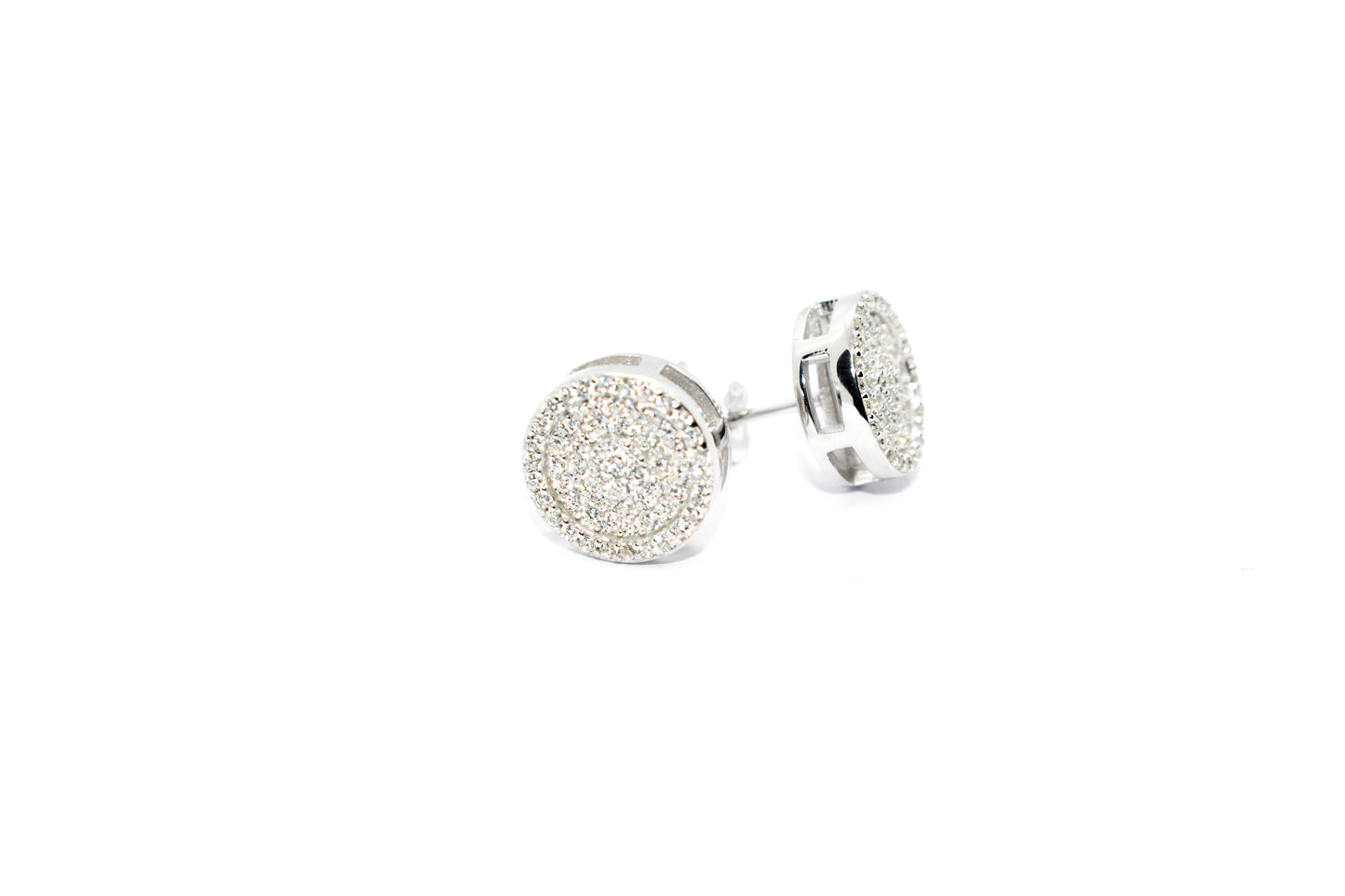 1/2 ICED ROUND STUD EARRINGS