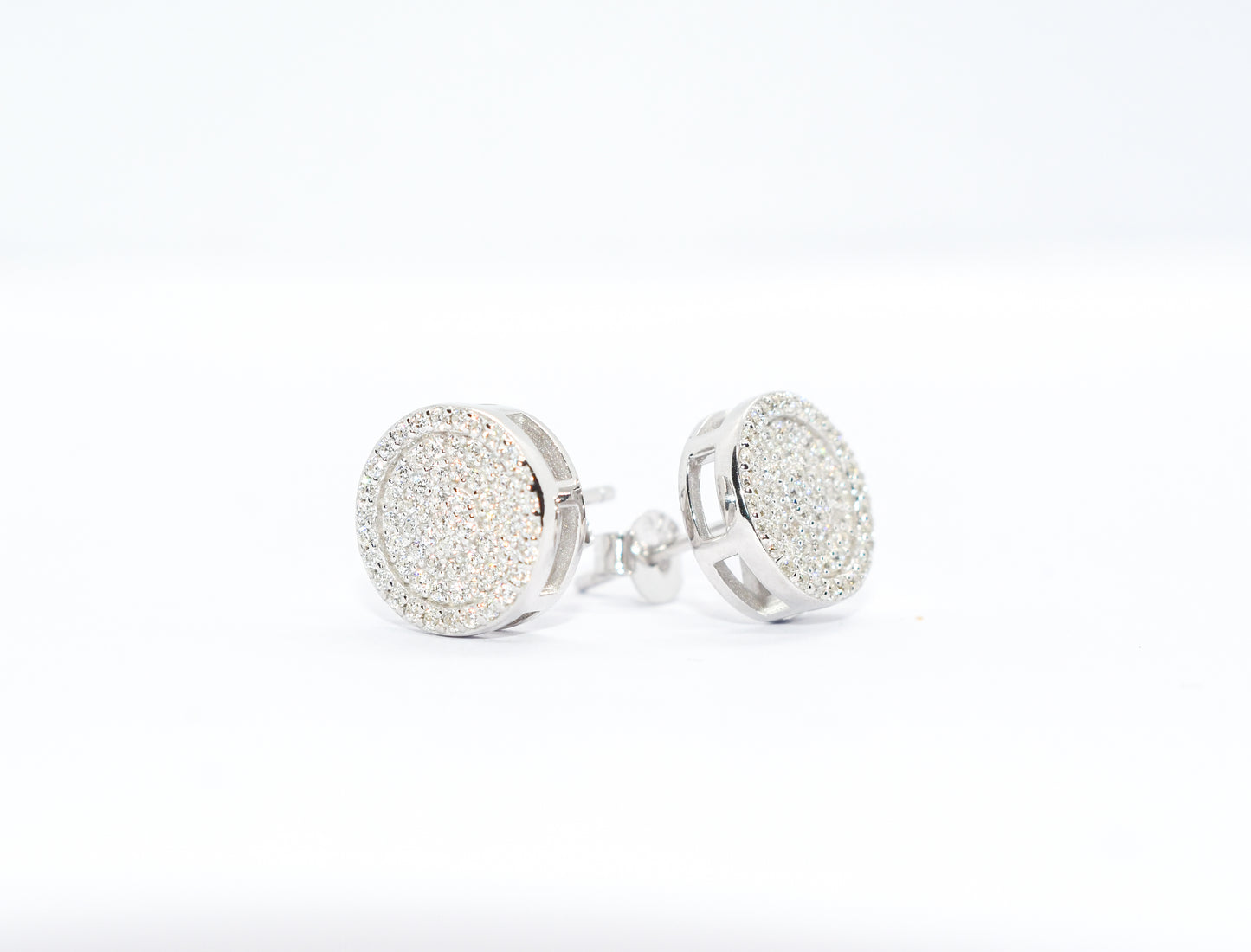 1/2 ICED ROUND STUD EARRINGS