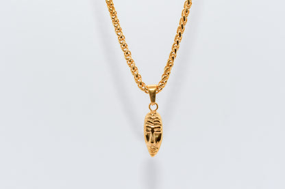 GOLD MASQUERADE PENDANT WITH WHEAT CHAIN