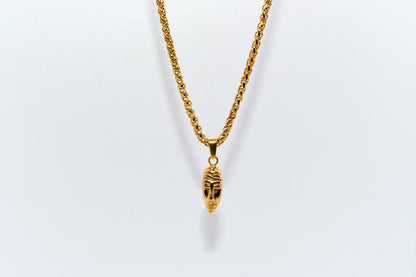 GOLD MASQUERADE PENDANT WITH WHEAT CHAIN